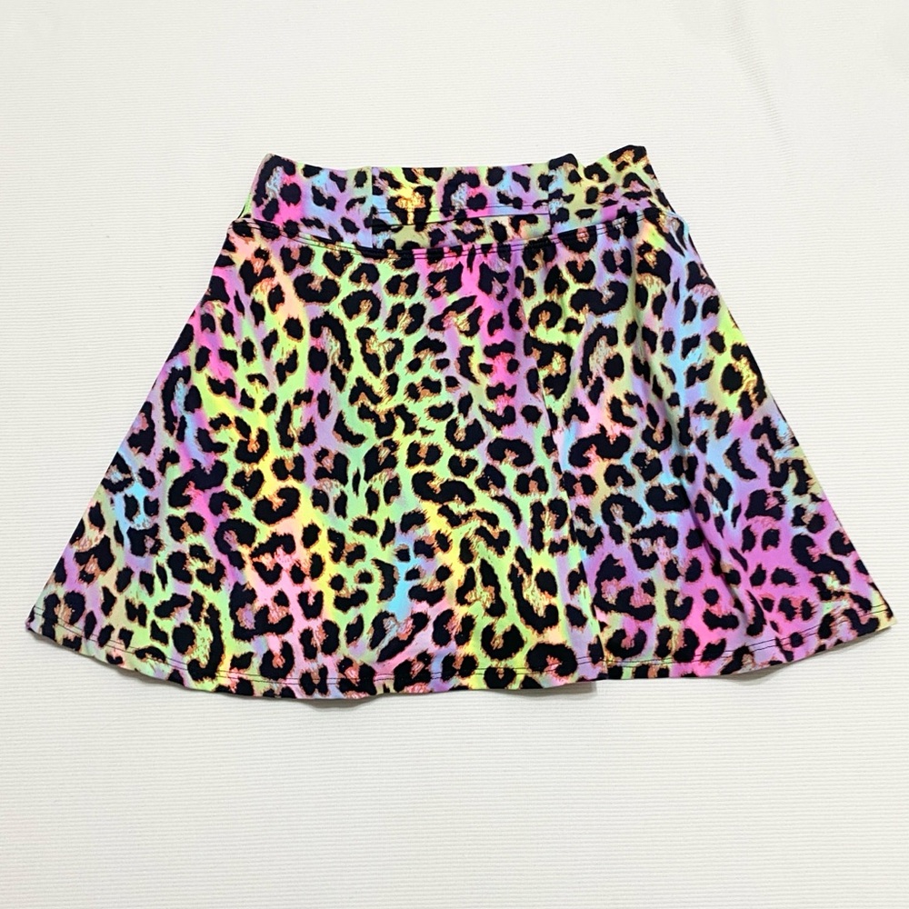 Dona Jo Flirty Mini Skirt Skort Multicolor Rainbow Leopard Print - Picture 2 of 6